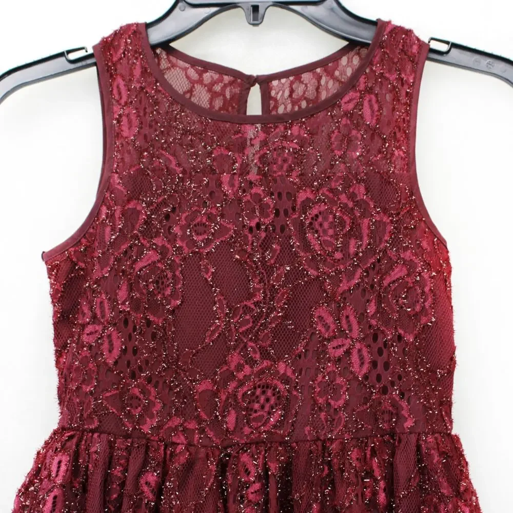 Pipa & Julie Party Dress Plum Kids Girl 8 Years Shine Holiday Sleeveless Buttons
